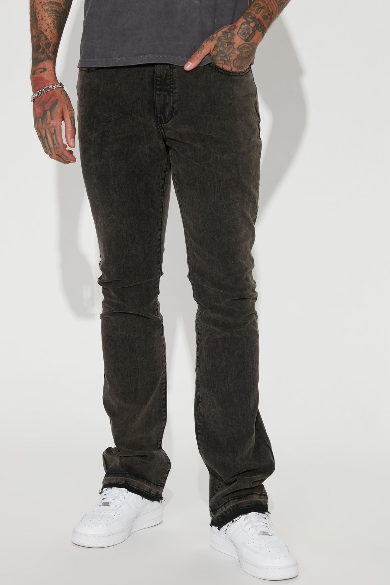 Lovin The Style Stacked Skinny Flare Jeans - Black Wash sold by Fashion Nova