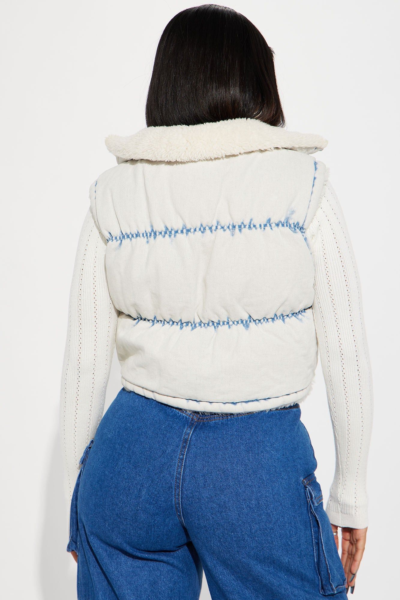 Brooklyn Baddie Sherpa Lined Denim Vest - Light Wash sold by Fashion Nova product image thumbnail 3