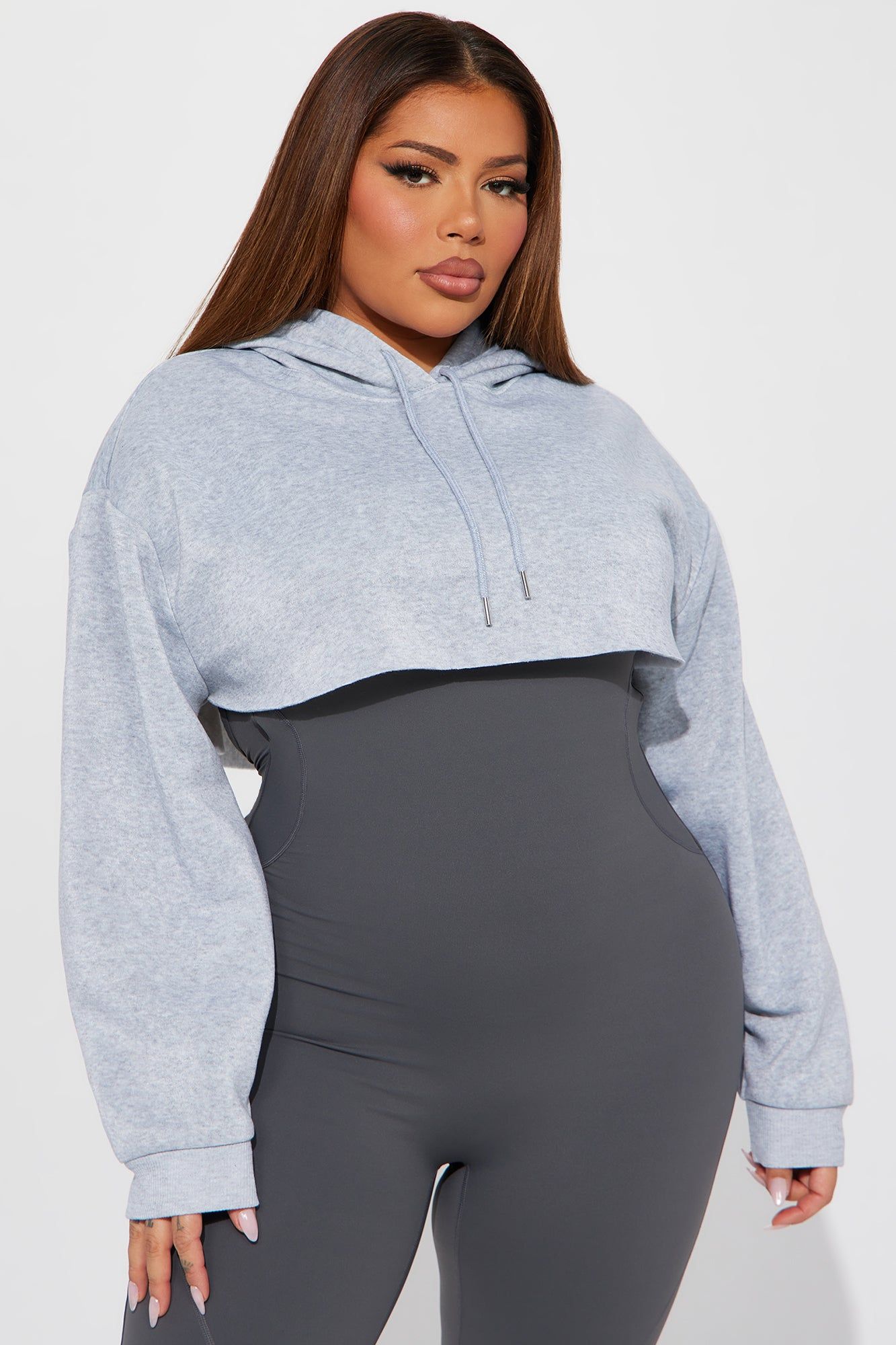 Lilian Cropped Lounge Hoodie - Heather Grey sold by Fashion Nova product image thumbnail 4