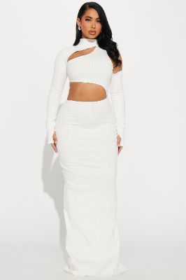 Angelina Snatched Maxi Dress - Off White sold by Fashion Nova
