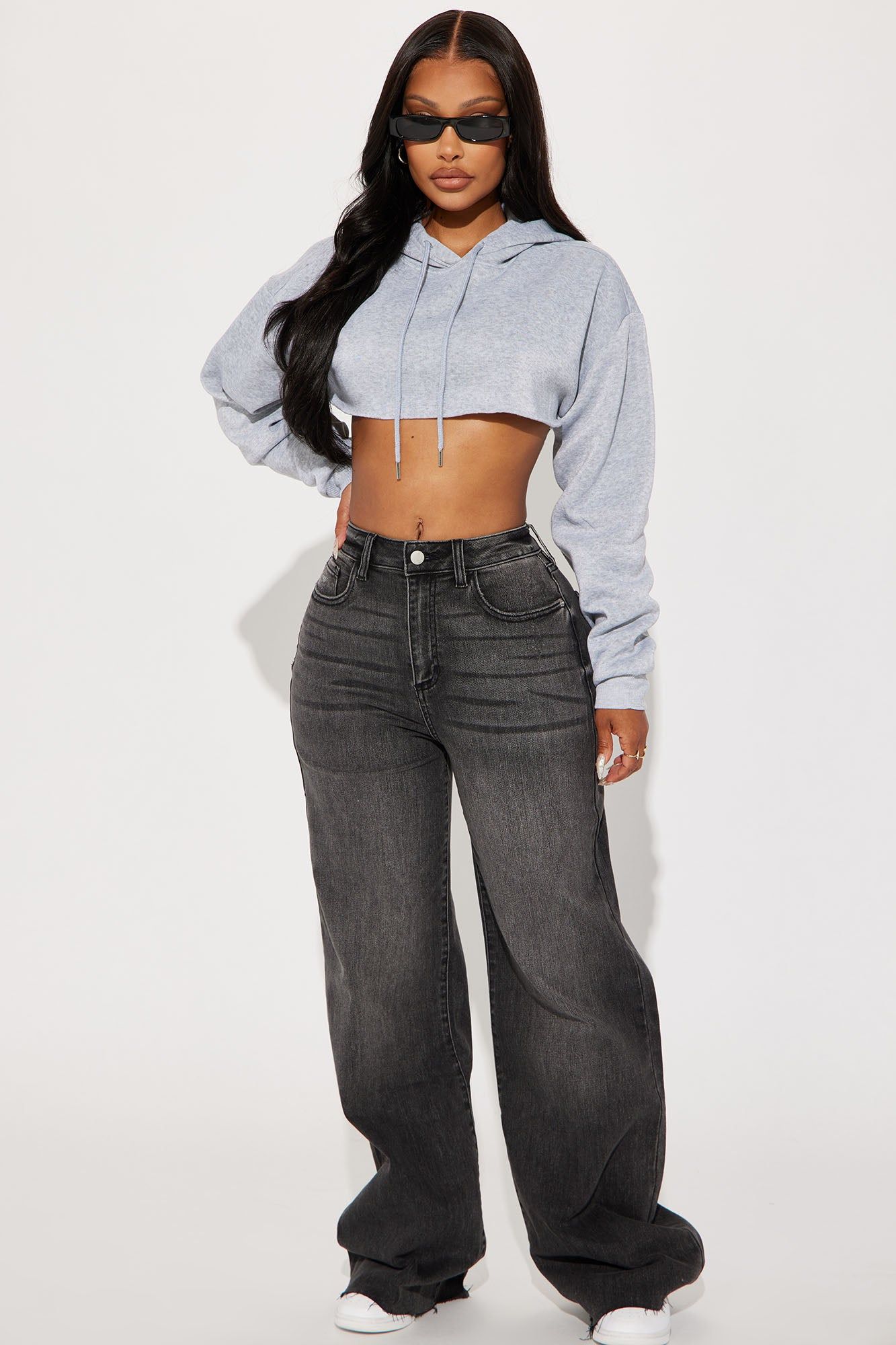Lilian Cropped Lounge Hoodie - Heather Grey sold by Fashion Nova product image thumbnail 2