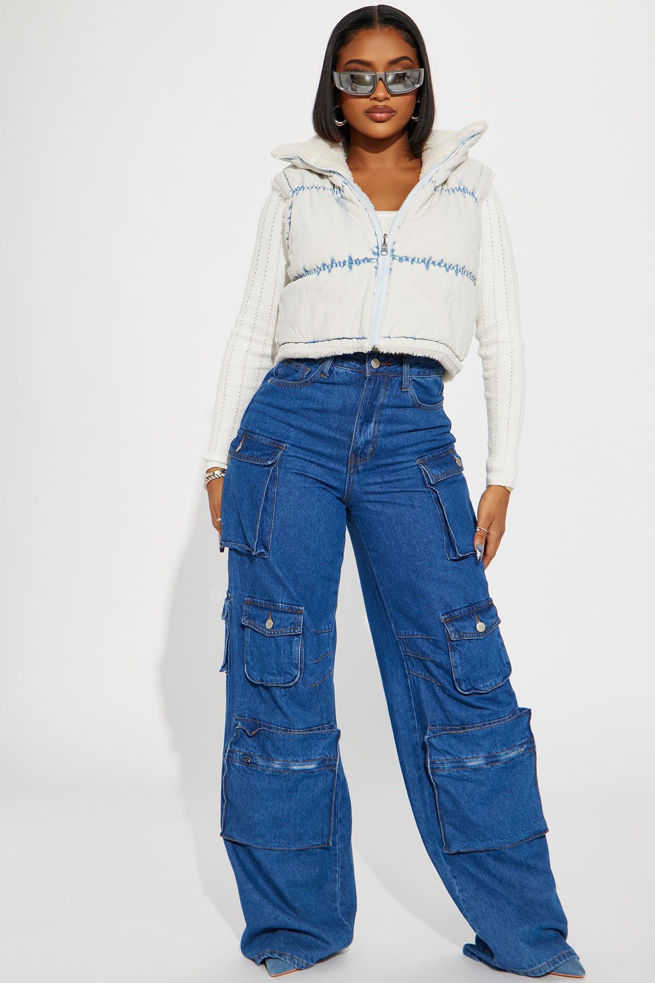 Brooklyn Baddie Sherpa Lined Denim Vest - Light Wash sold by Fashion Nova product image thumbnail 2