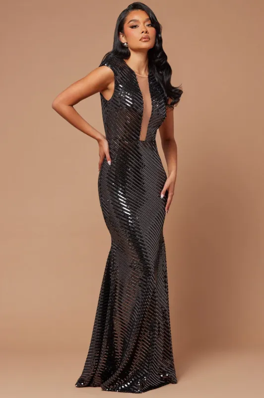 Reese Sequin Gown - Black made by Fashion Nova