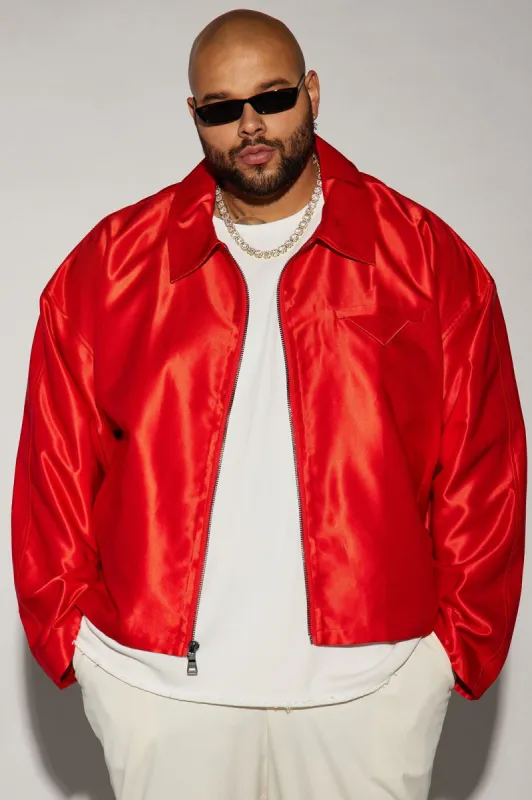 U Get Me Satin Cropped Jacket - Red sold by Fashion Nova