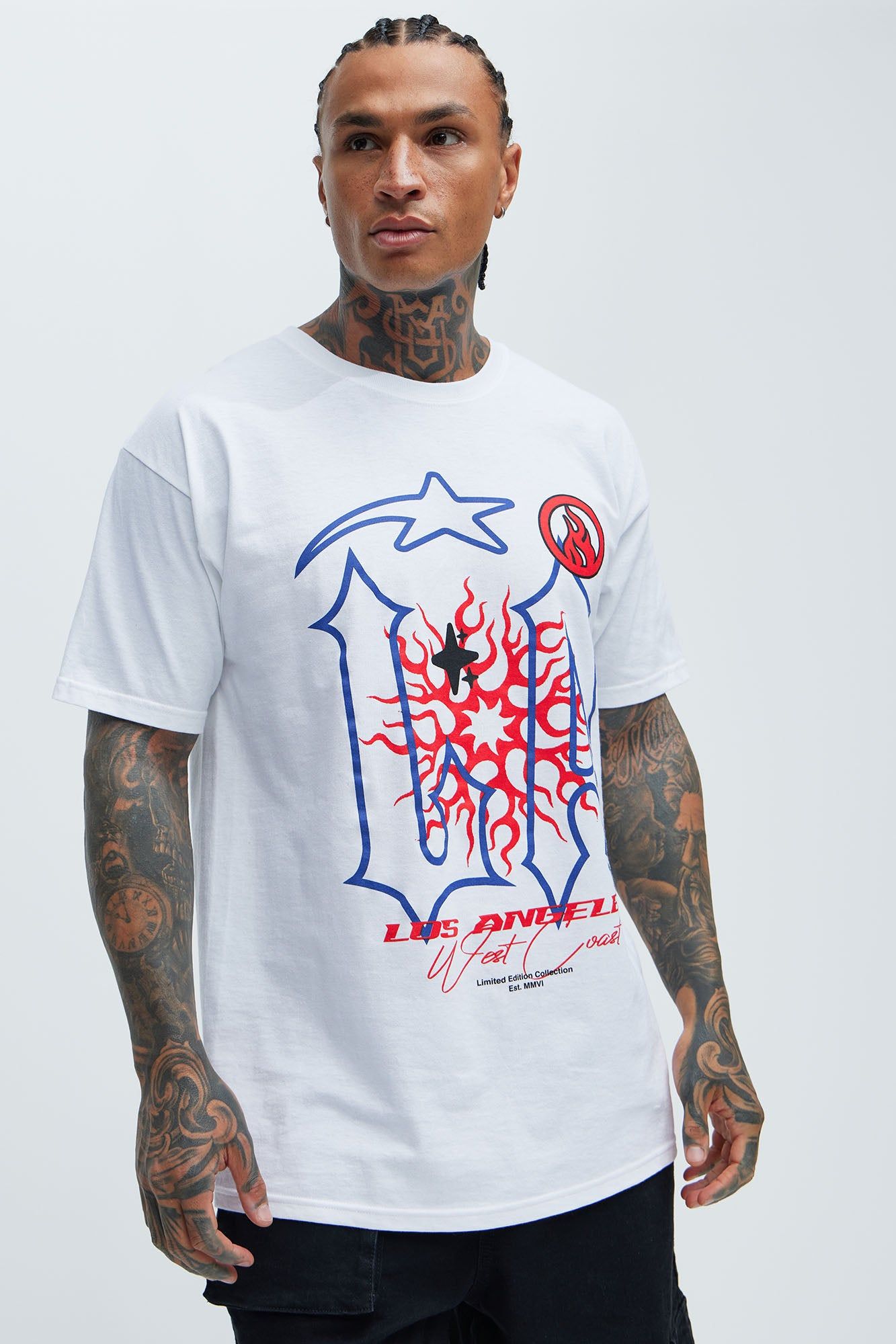 LA West Coast Sun Short Sleeve Tee - White sold by Fashion Nova