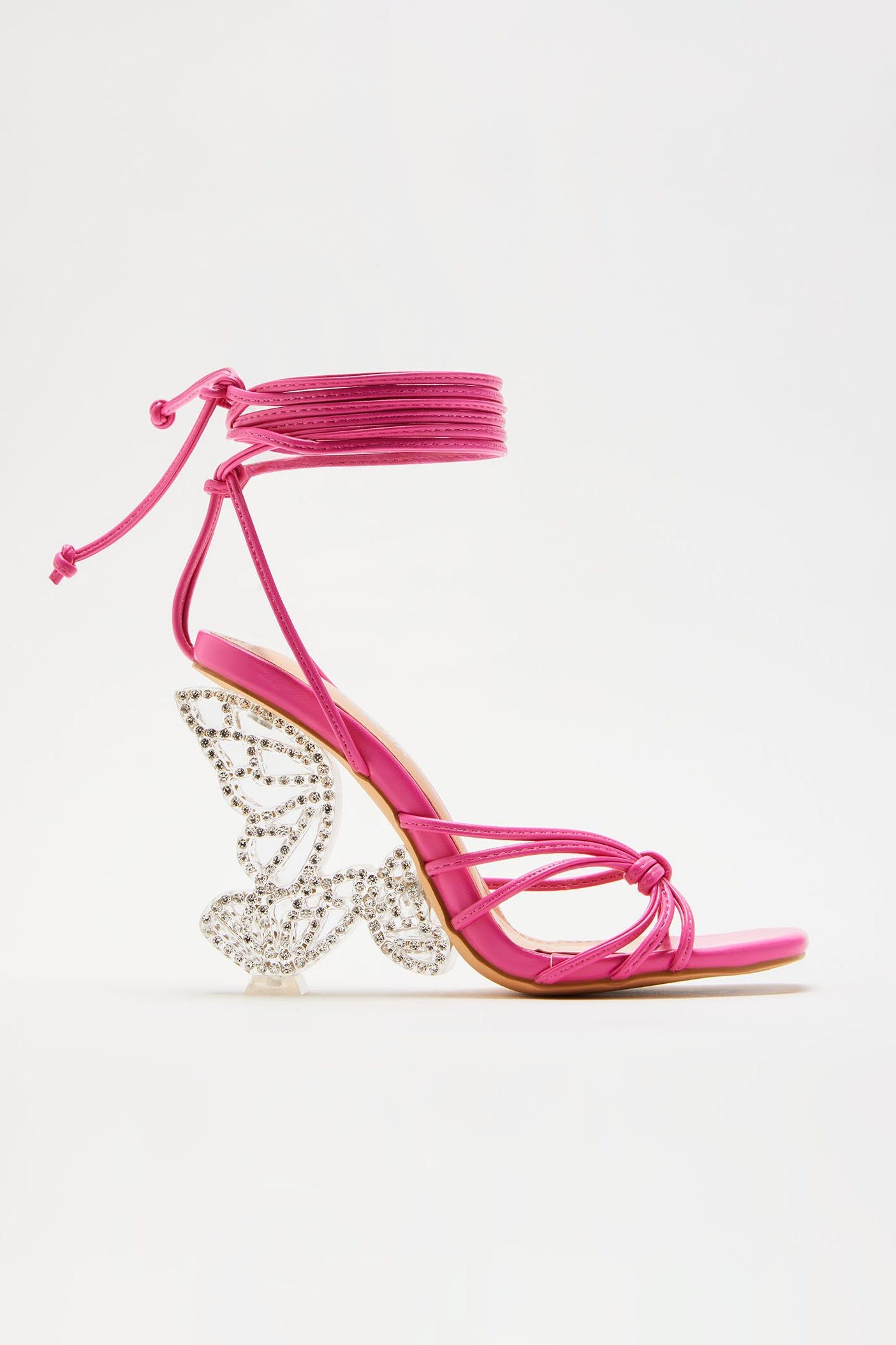 Fly Away With Me Embellished Wrap Up Heeled Sandals - Pink sold by Fashion Nova product image thumbnail 3