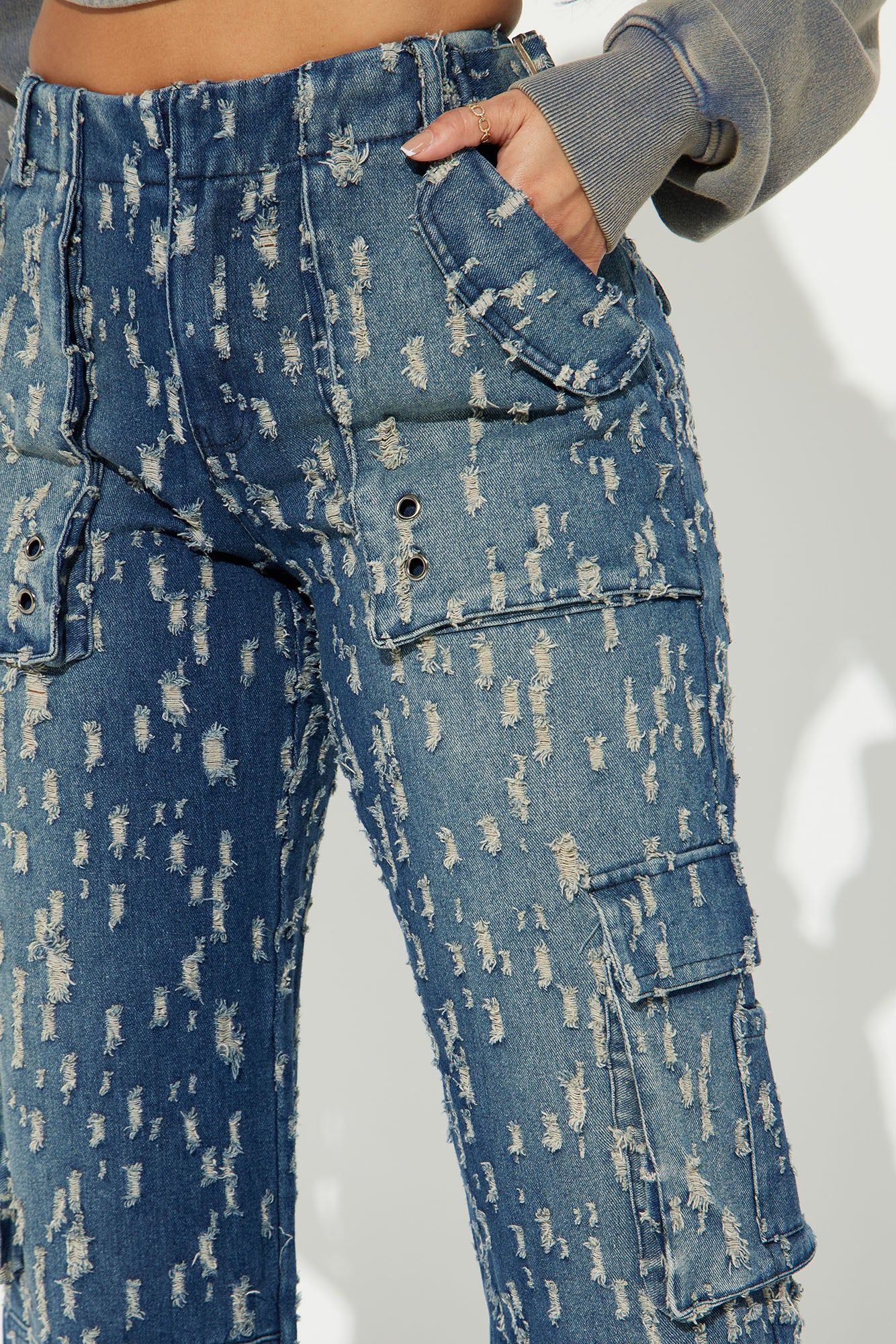 It Takes Two Tinted Cargo Jeans - Dark Wash sold by Fashion Nova product image thumbnail 3