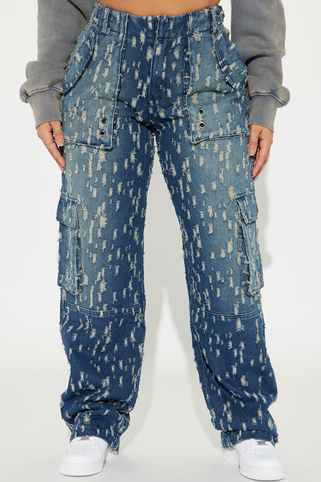 It Takes Two Tinted Cargo Jeans - Dark Wash sold by Fashion Nova product image thumbnail 2