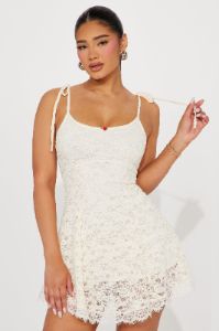 Andrea Lace Mini Dress - Ivory sold by Fashion Nova