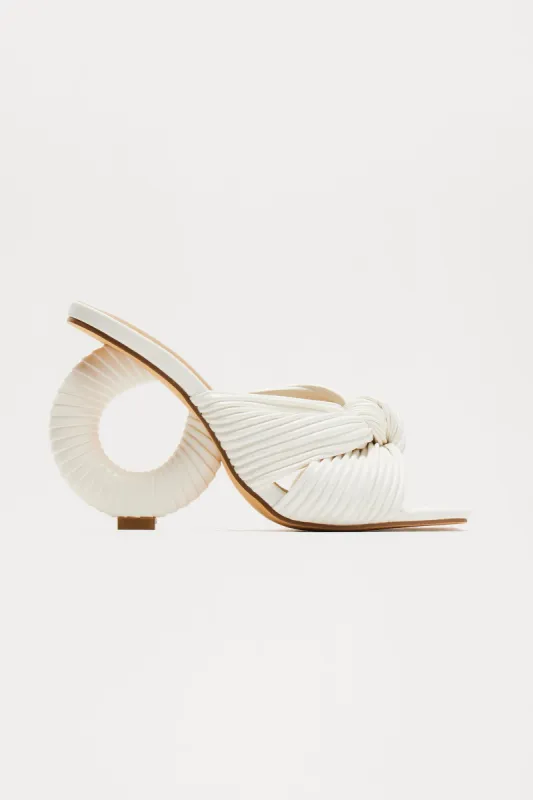 Portia Novelty Heel Mules - White sold by Fashion Nova