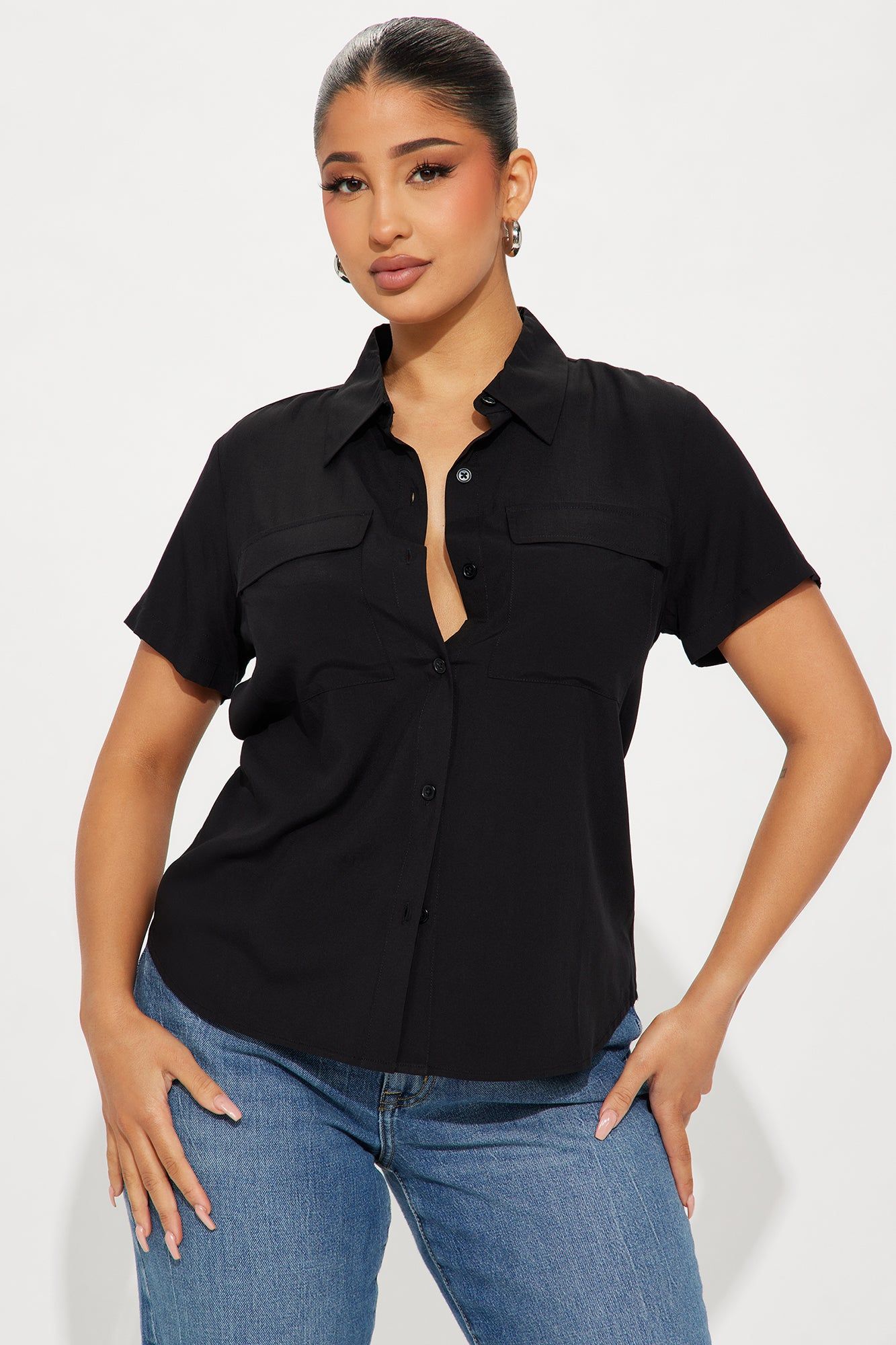 You Better Work II Short Sleeve Shirt - Black sold by Fashion Nova