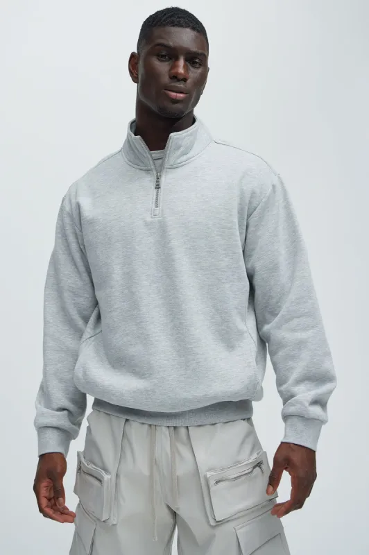 Tyson Quarter Zip Sweatshirt - Heather Grey sold by Fashion Nova