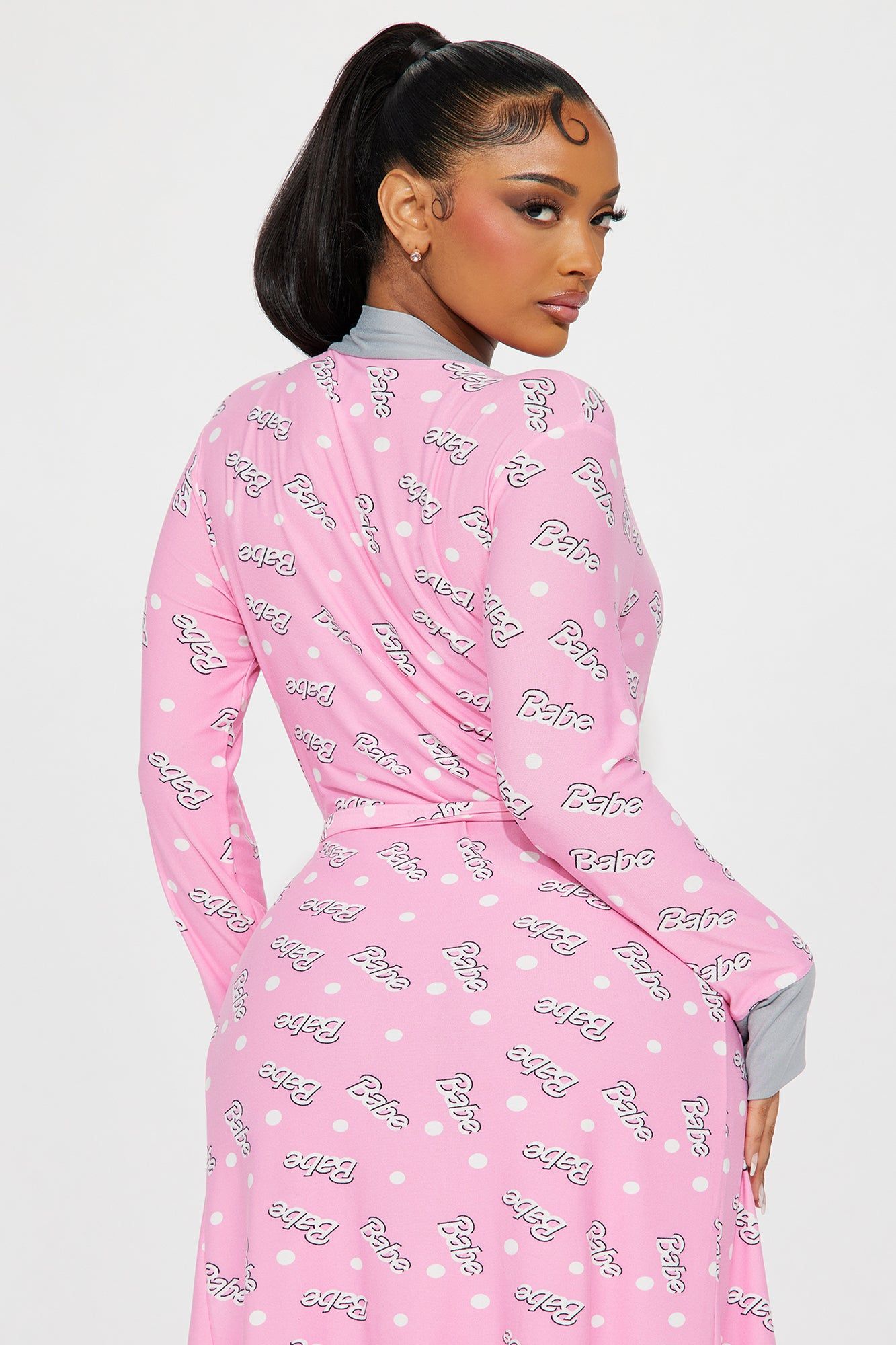 Pajama Party Babe PJ Robe Set - Pink/combo sold by Fashion Nova product image thumbnail 4