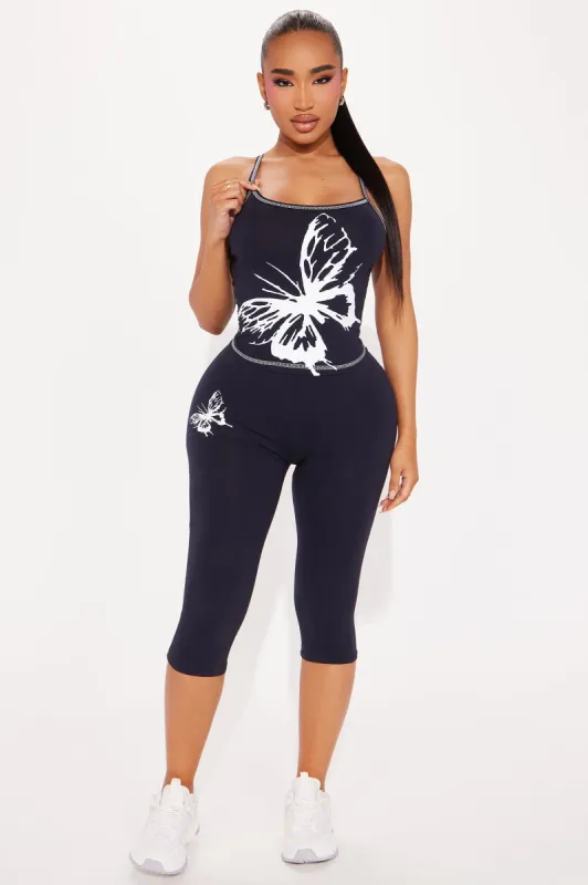 Butterfly Love Capri Set - Navy sold by Fashion Nova