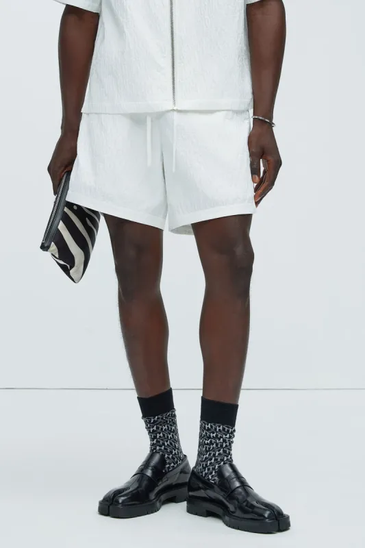 Via Margutta Textured Shorts - White sold by Fashion Nova