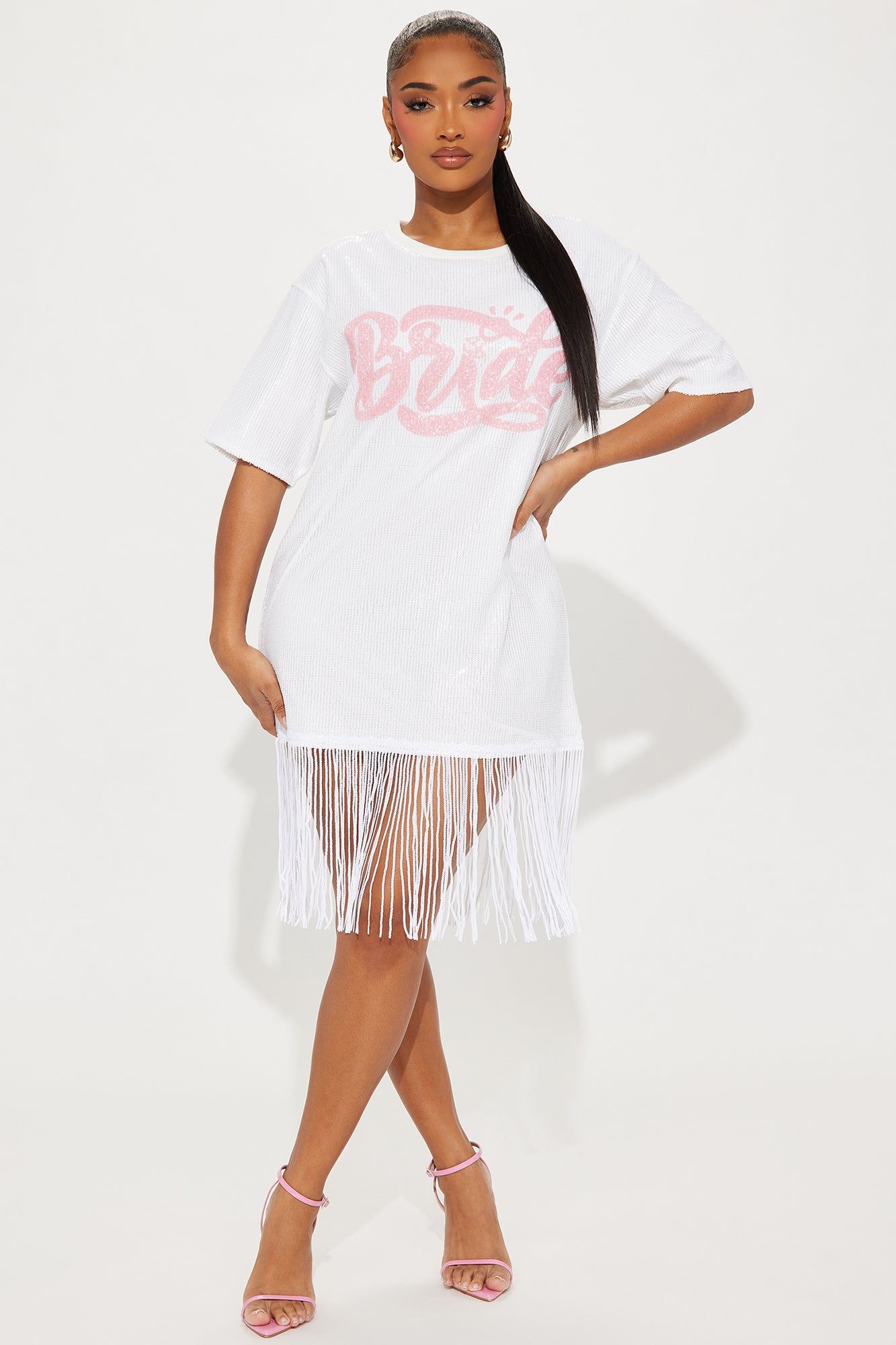 Bride Sequin Mini Dress - Pink/combo sold by Fashion Nova