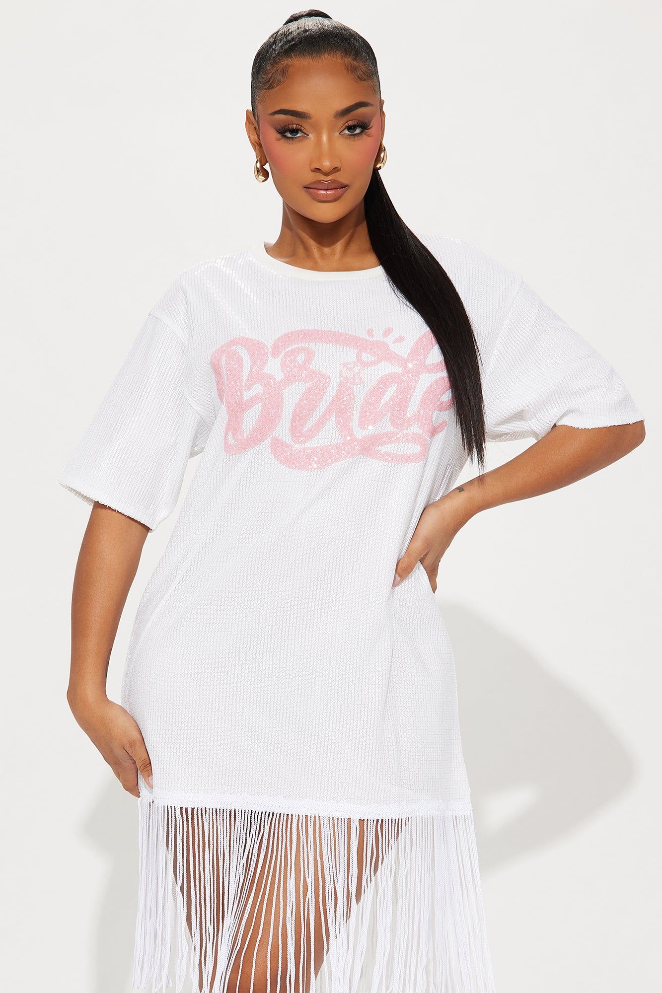 Bride Sequin Mini Dress - Pink/combo sold by Fashion Nova product image thumbnail 2