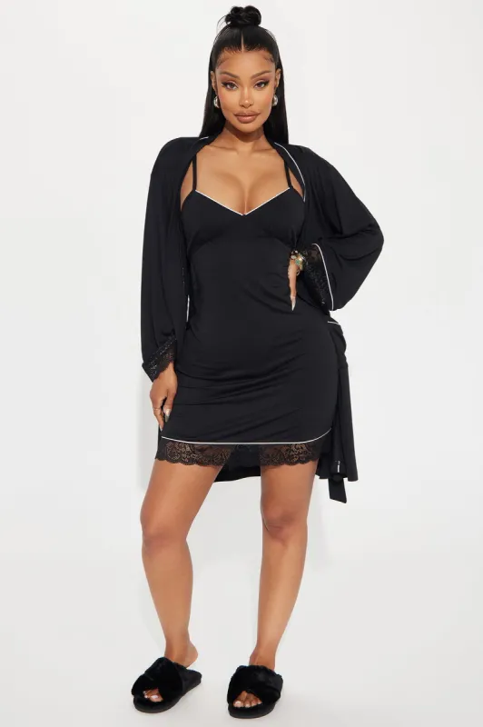 Just Dream PJ Robe Set - Black sold by Fashion Nova