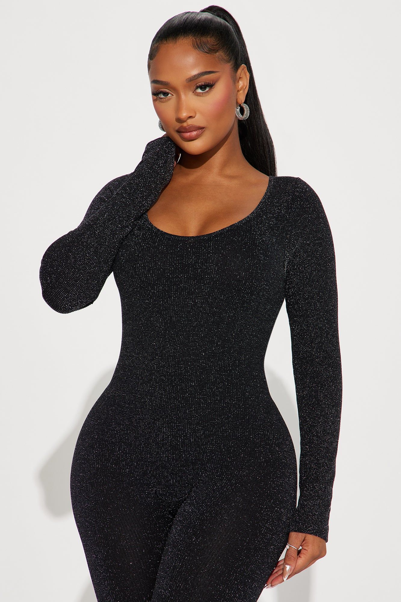 Dominique Metallic Seamless Jumpsuit - Black sold by Fashion Nova product image thumbnail 2