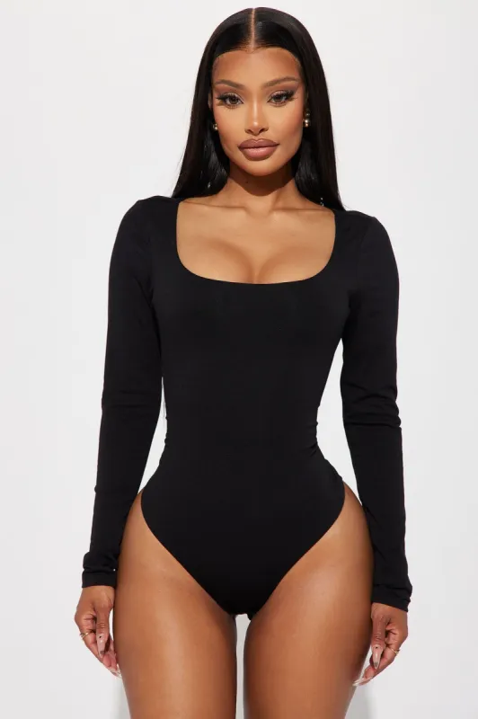 Bailey Long Sleeve Bodysuit - Black sold by Fashion Nova
