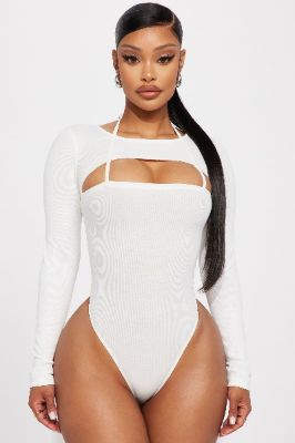 Just Another Day Bodysuit - White sold by Fashion Nova