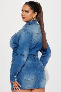 Belleville Denim Mini Dress - Denim sold by Fashion Nova