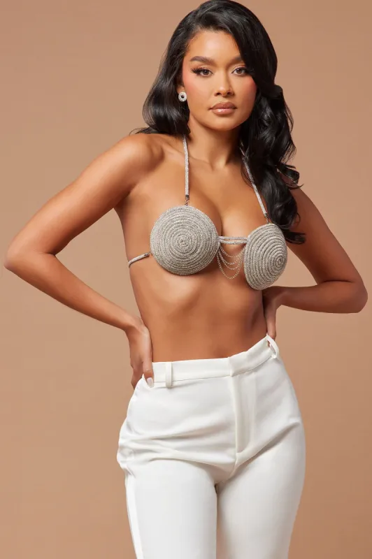 Take A Photo Embellished Bralette - Silver sold by Fashion Nova