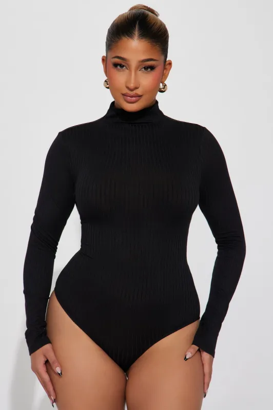 Nadia Ribbed Bodysuit - Black sold by Fashion Nova