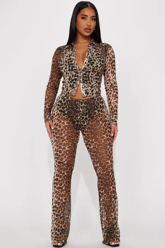 Catch Me If You Can Mesh Pant Set - Brown Combo sold by Fashion Nova