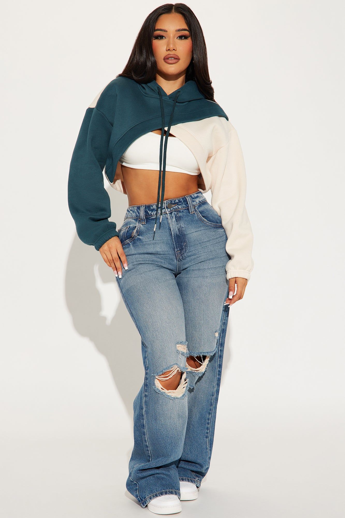 Chill Babe Cropped Lounge Hoodie - Hunter sold by Fashion Nova product image thumbnail 2