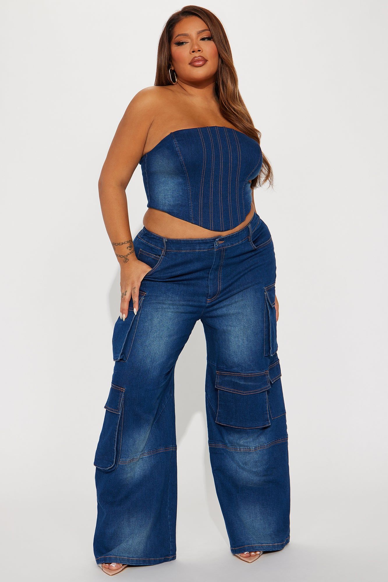 Estefania Denim Cargo Pant Set - Dark Wash sold by Fashion Nova product image thumbnail 4