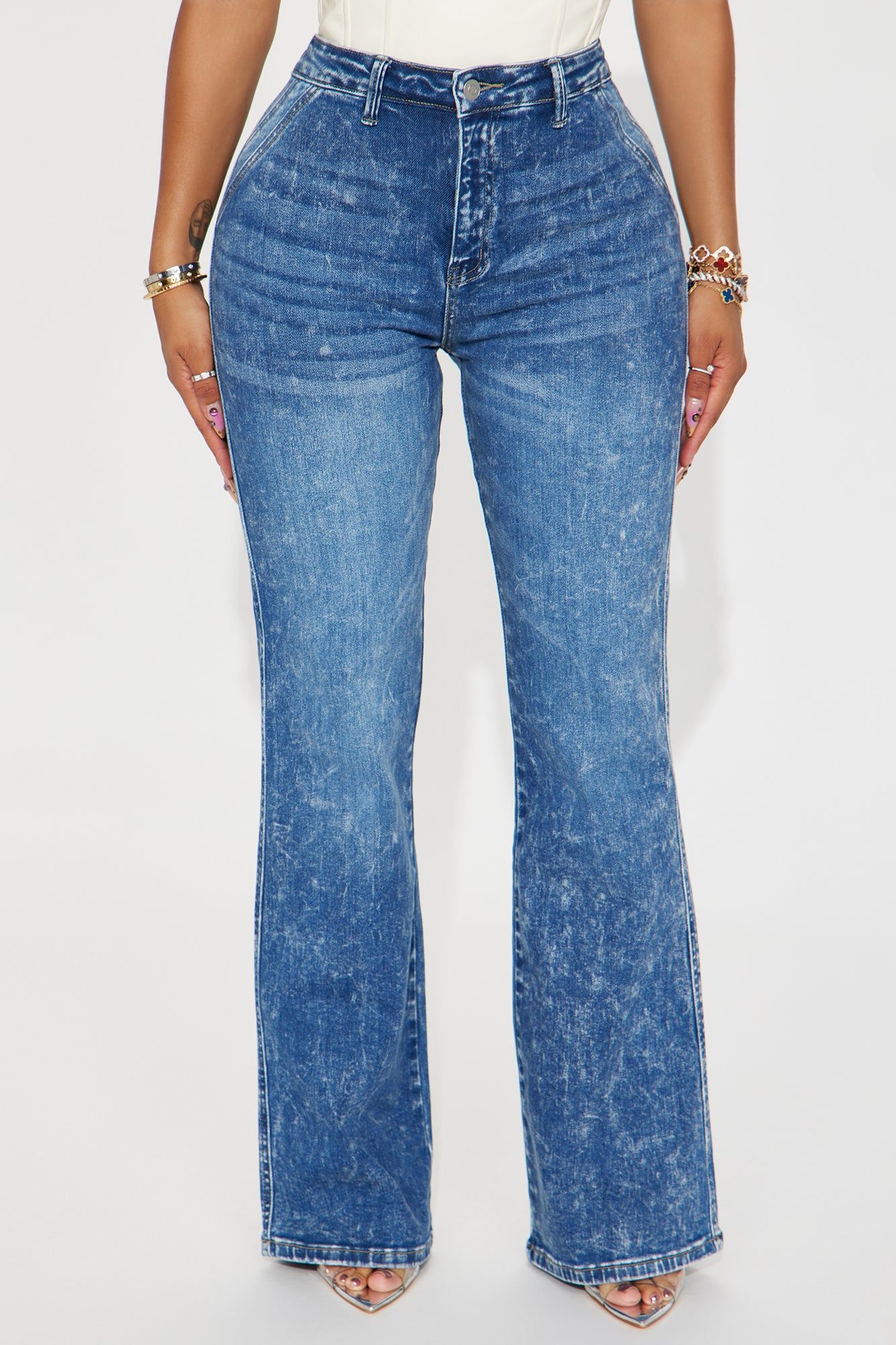 Making Good Points Stretch Flare Jeans - Medium Wash sold by Fashion Nova product image thumbnail 2