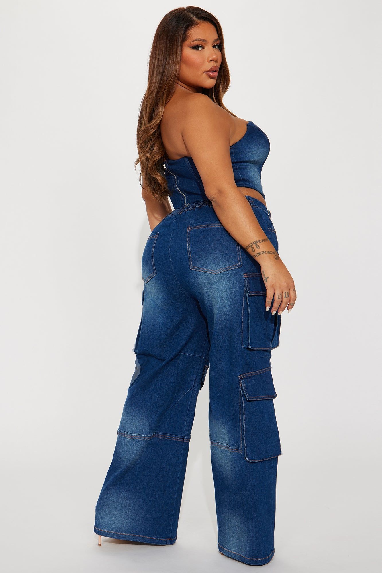 Estefania Denim Cargo Pant Set - Dark Wash sold by Fashion Nova product image thumbnail 6