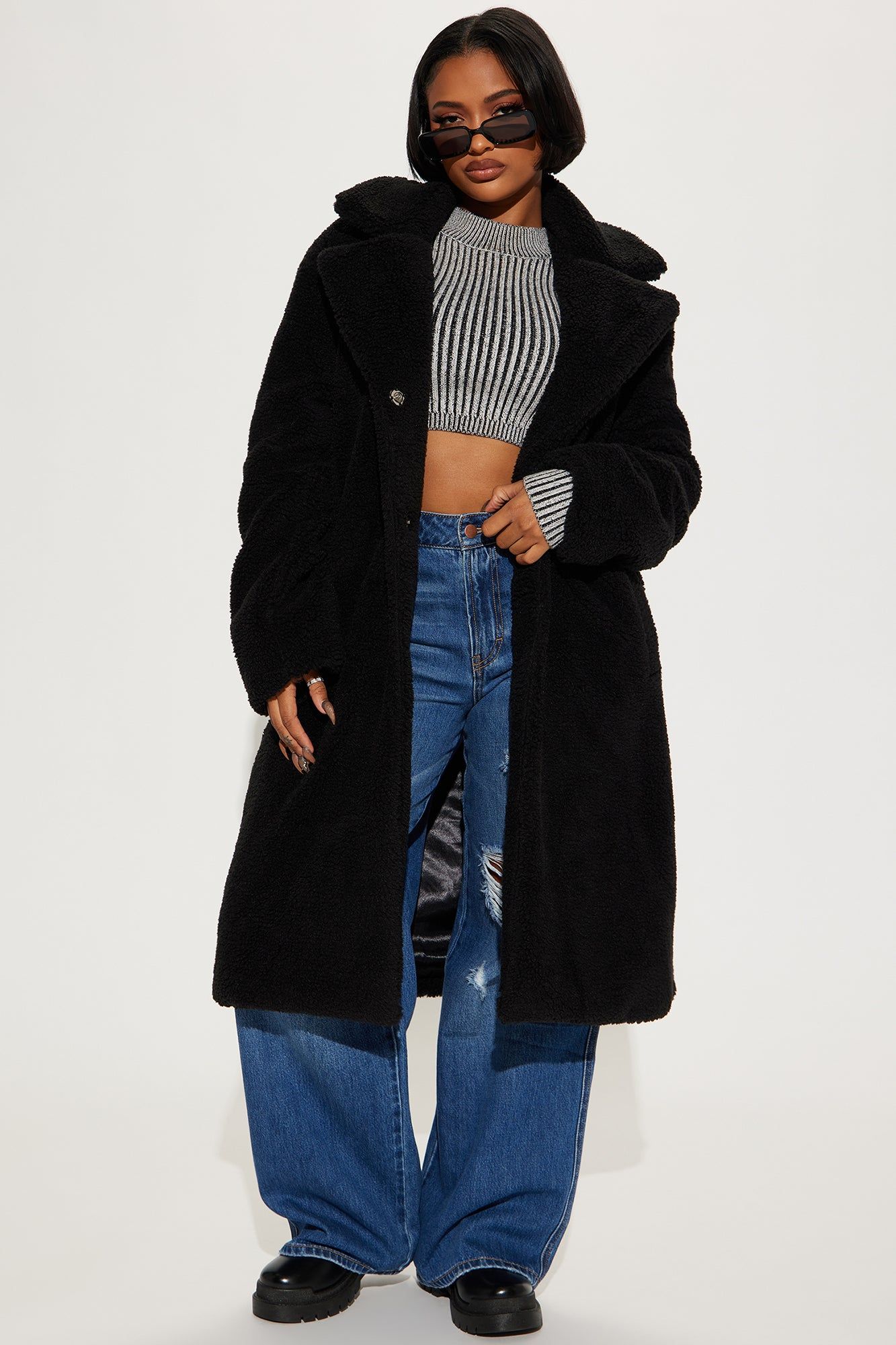 Out Of Sight Coat - Black sold by Fashion Nova