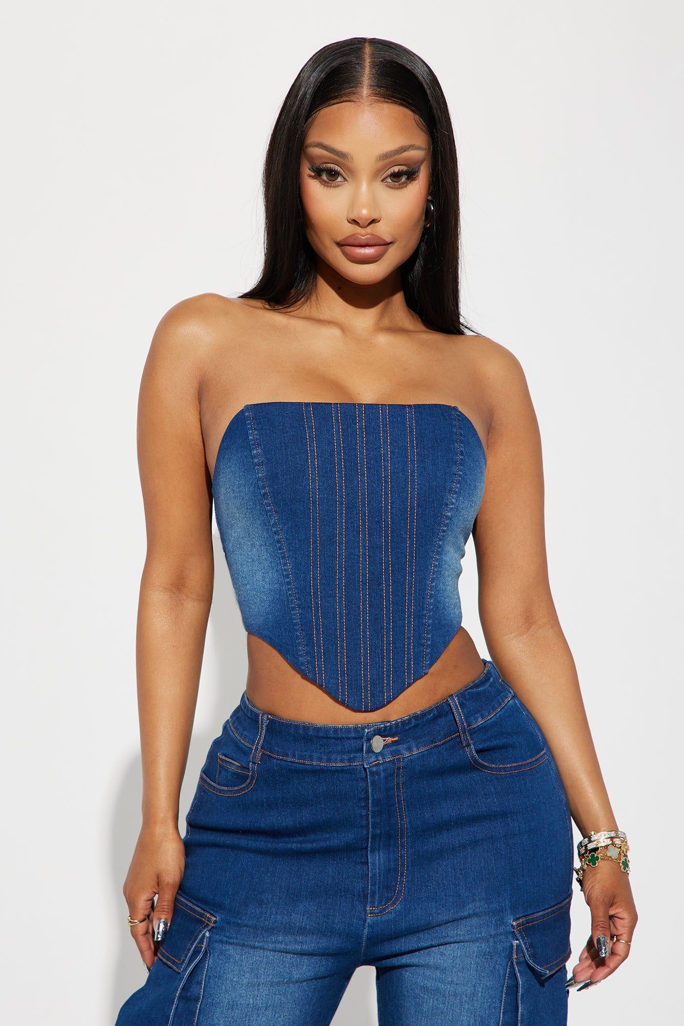 Estefania Denim Cargo Pant Set - Dark Wash sold by Fashion Nova product image thumbnail 2