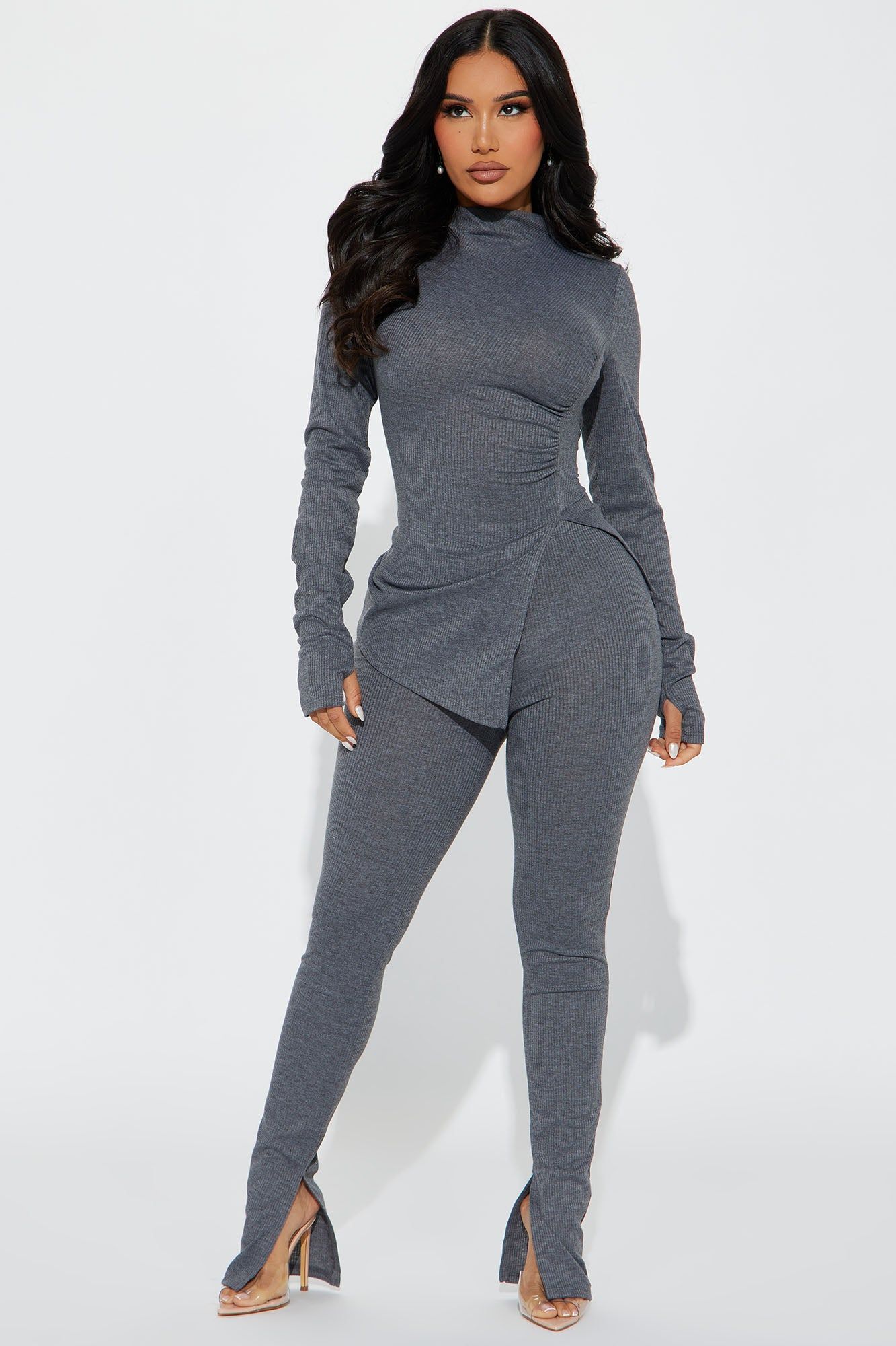 Miranda Legging Set - Charcoal sold by Fashion Nova