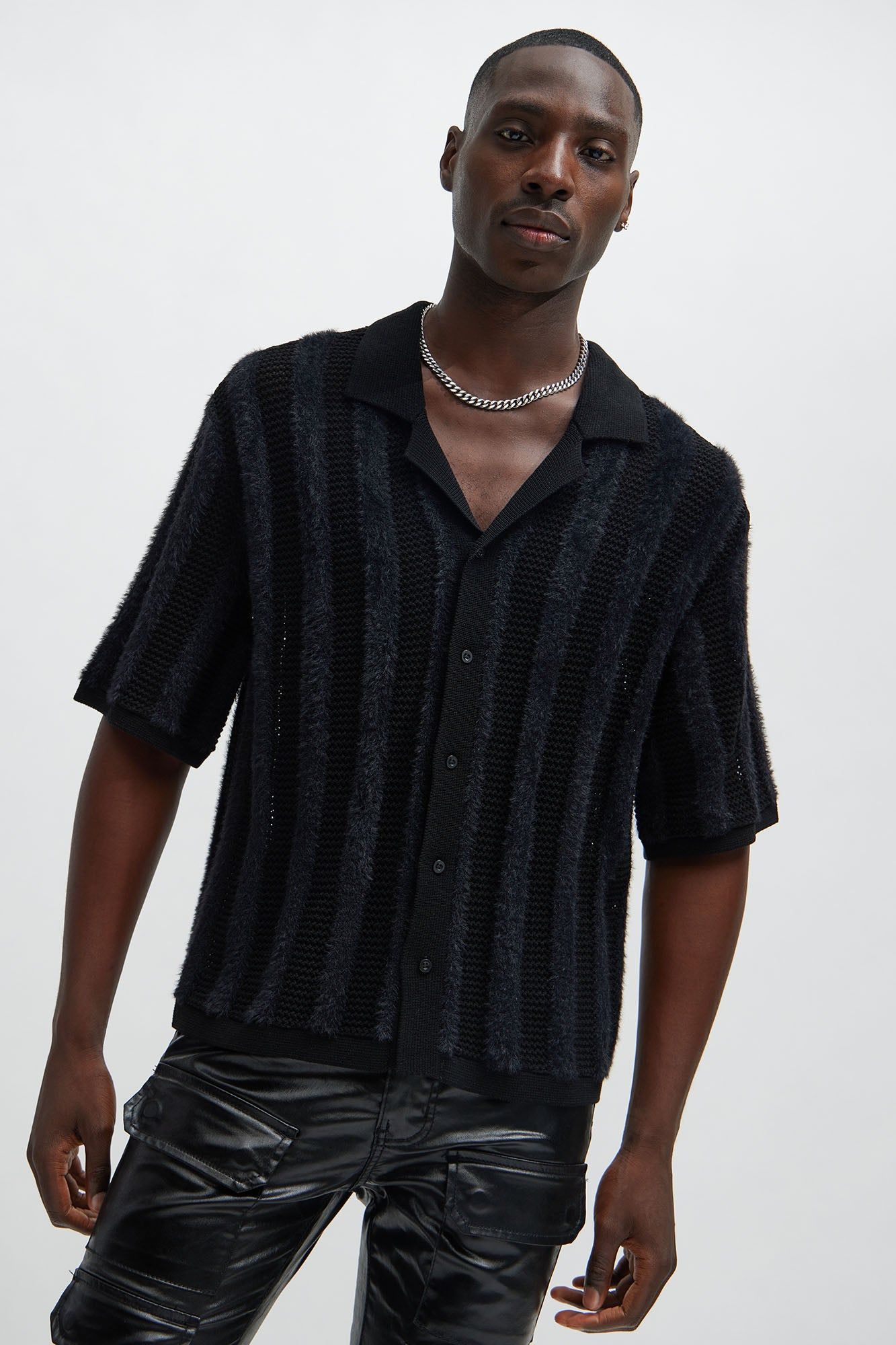 Eldon Fur Textured Shirt - Black sold by Fashion Nova