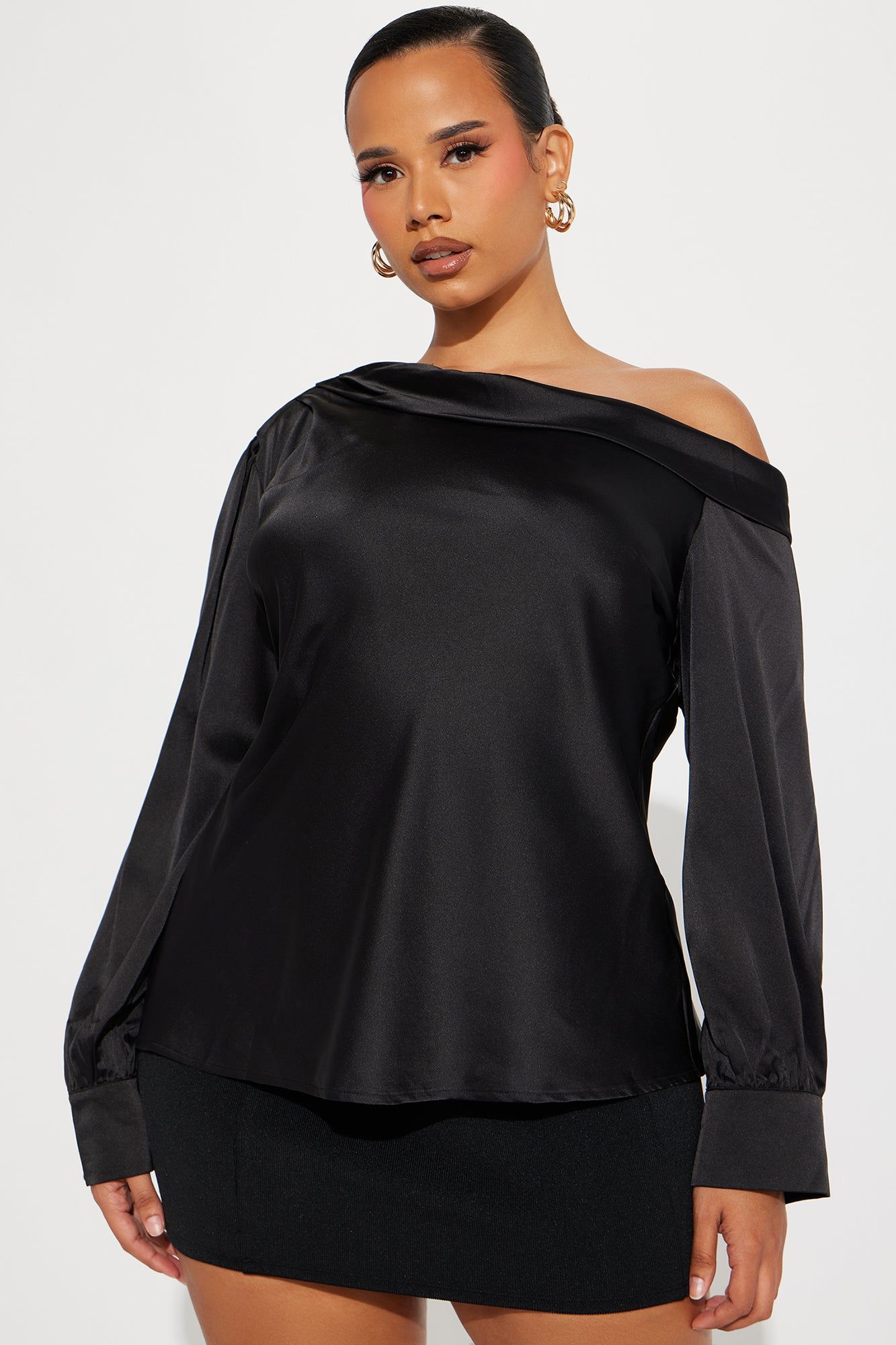 Twinkle Nights Satin Blouse Top - Black sold by Fashion Nova product image thumbnail 4