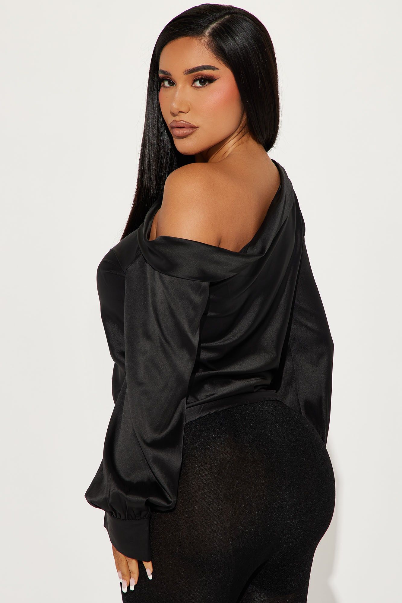 Twinkle Nights Satin Blouse Top - Black sold by Fashion Nova product image thumbnail 3