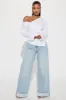 Keepin' Cool Asymmetrical Shirt - White sold by Fashion Nova