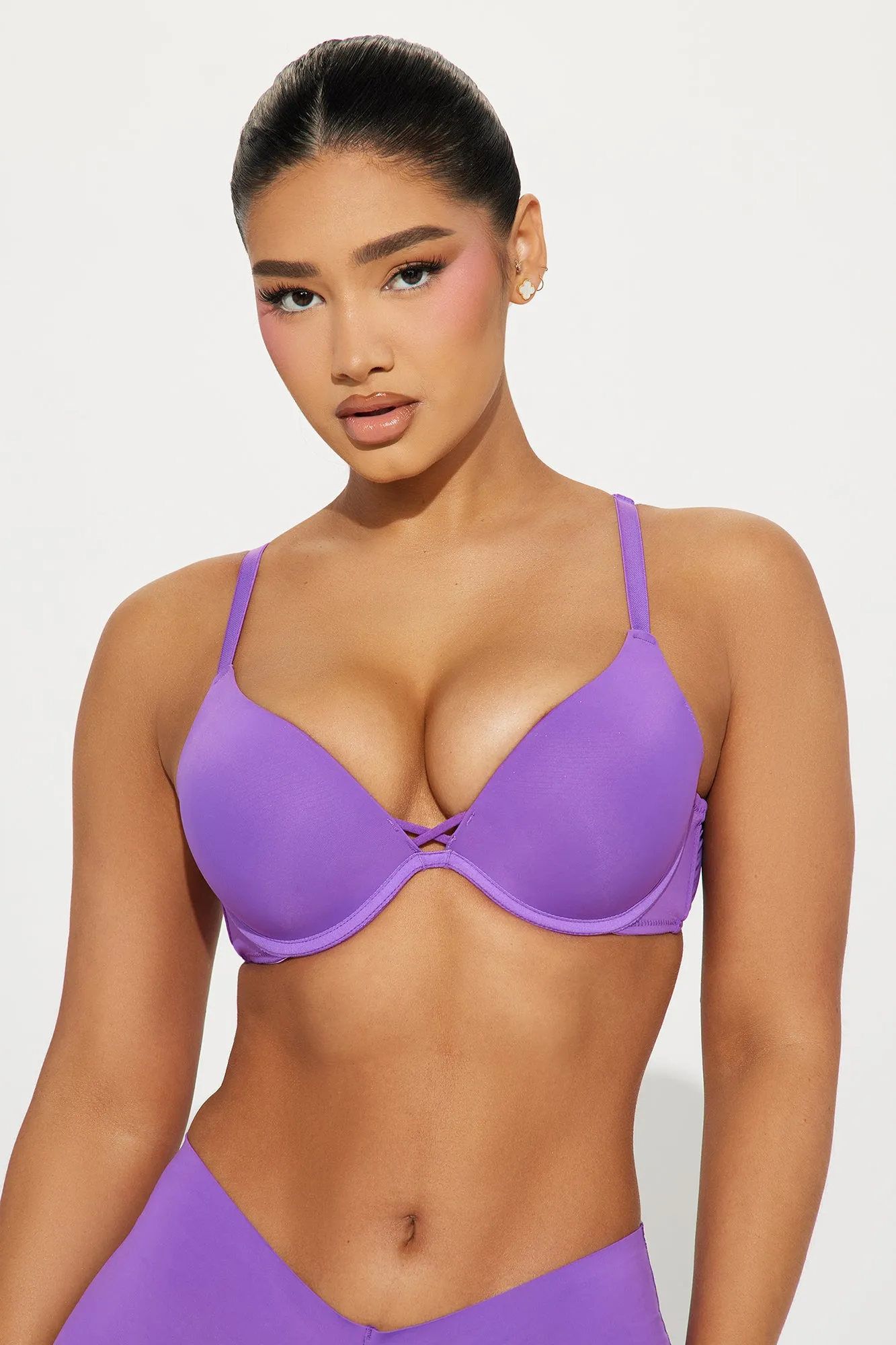 Full Heart Push Up Microfiber Bra - Purple sold by Fashion Nova