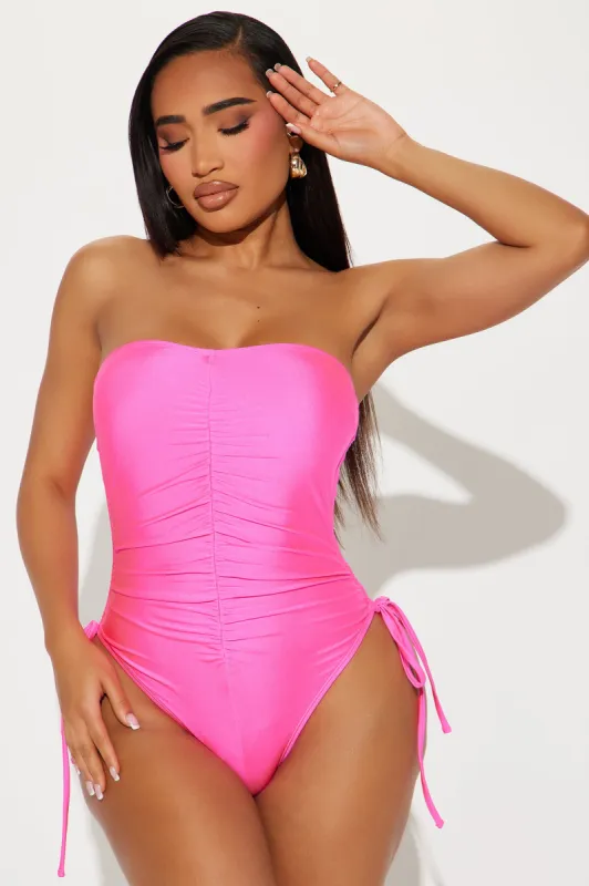 Eloise Ruched 1 Piece Swimsuit - Hot Pink sold by Fashion Nova