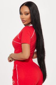 Sporty Contrast Cut Out Tee - Red sold by Fashion Nova