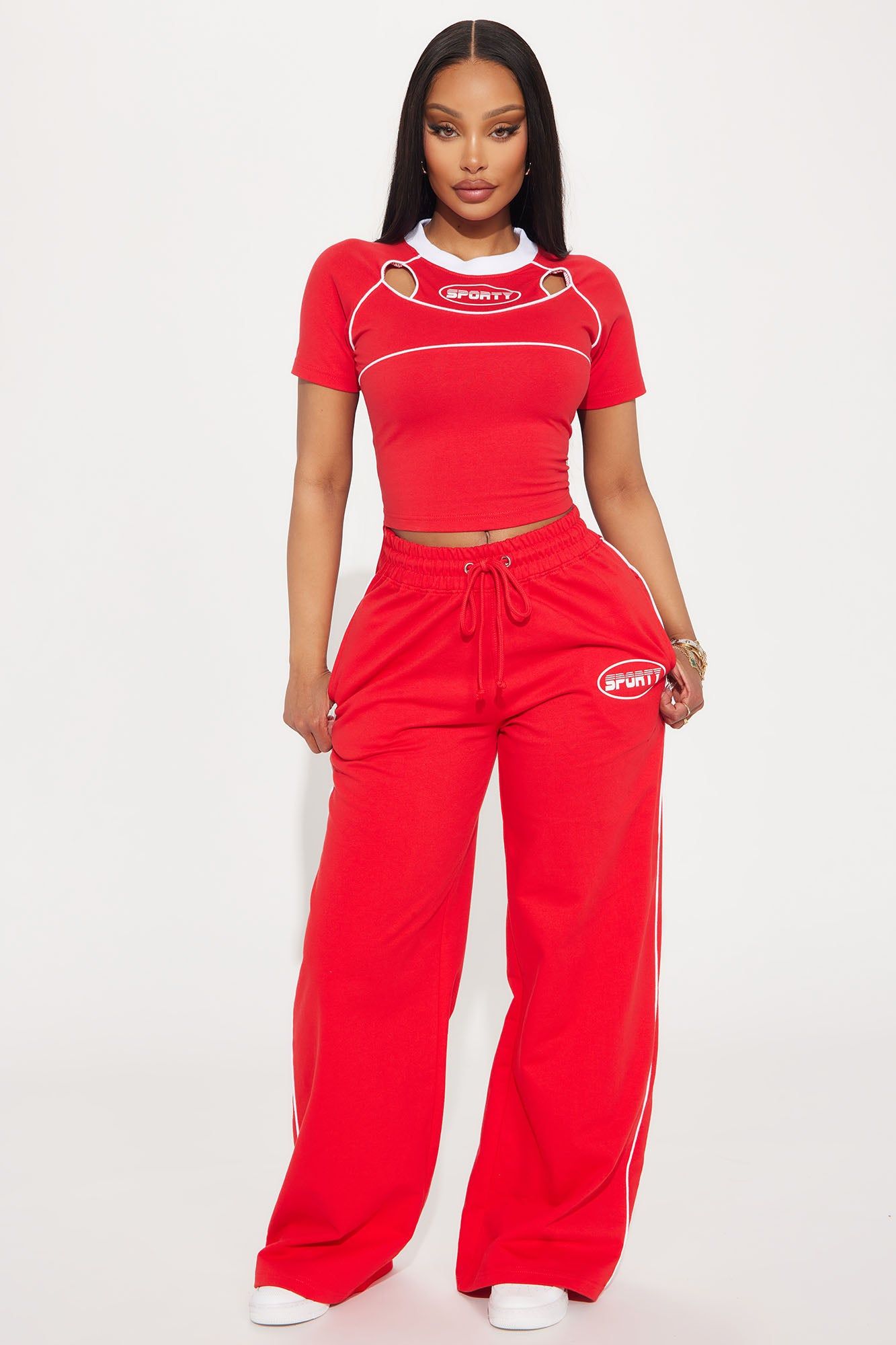 Sporty Contrast Cut Out Tee - Red sold by Fashion Nova product image thumbnail 2