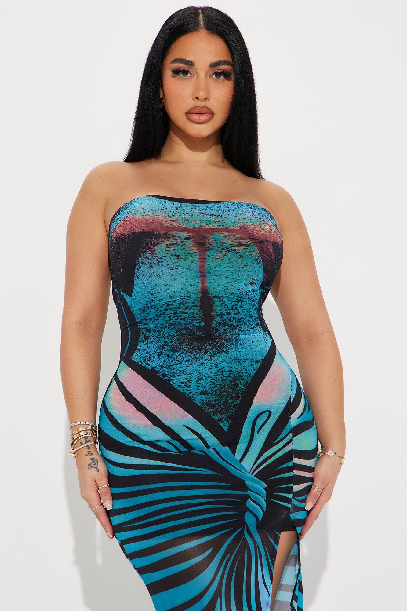 Fluttering Heart Mesh Maxi Dress - Blue/combo sold by Fashion Nova product image thumbnail 2