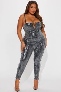 Dance On My Own Sequin Jumpsuit - Black sold by Fashion Nova