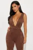 Looking For You Faux Suede Jumpsuit - Brown sold by Fashion Nova
