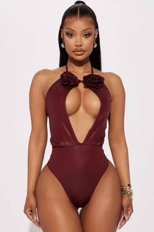 Carmelita Cut Out Bodysuit - Wine sold by Fashion Nova