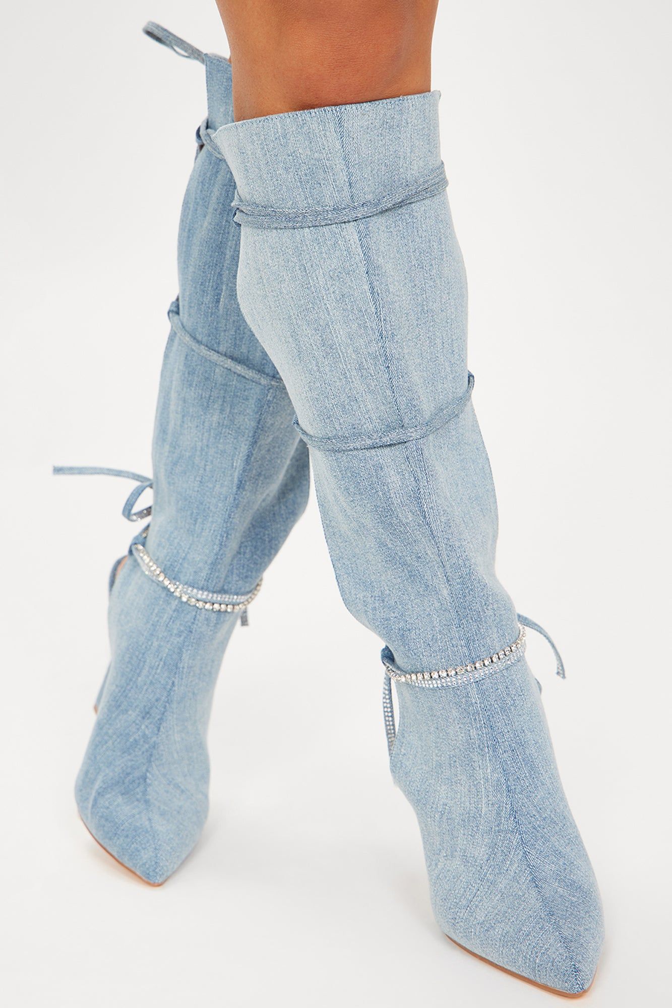Serena Embellished Knee High Boots - Denim sold by Fashion Nova product image thumbnail 3