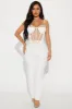 Audrey Mesh Cut Out Corset Top - White sold by Fashion Nova